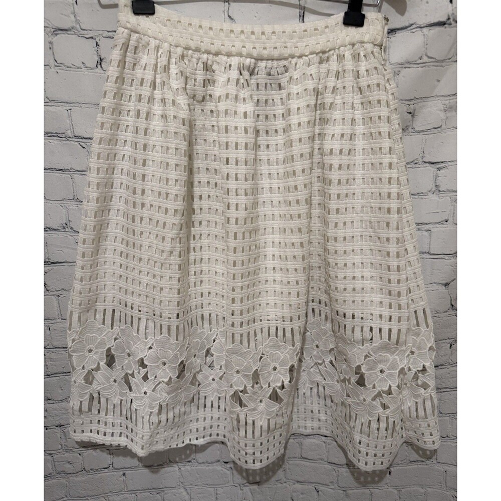 Blue Rain White Lace Cutout Midi Skirt Size Medium